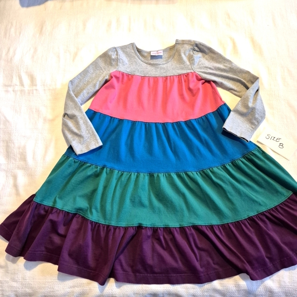 Hanna Andersson girls size 130 or 8 color block long sleeve dress guc for marks